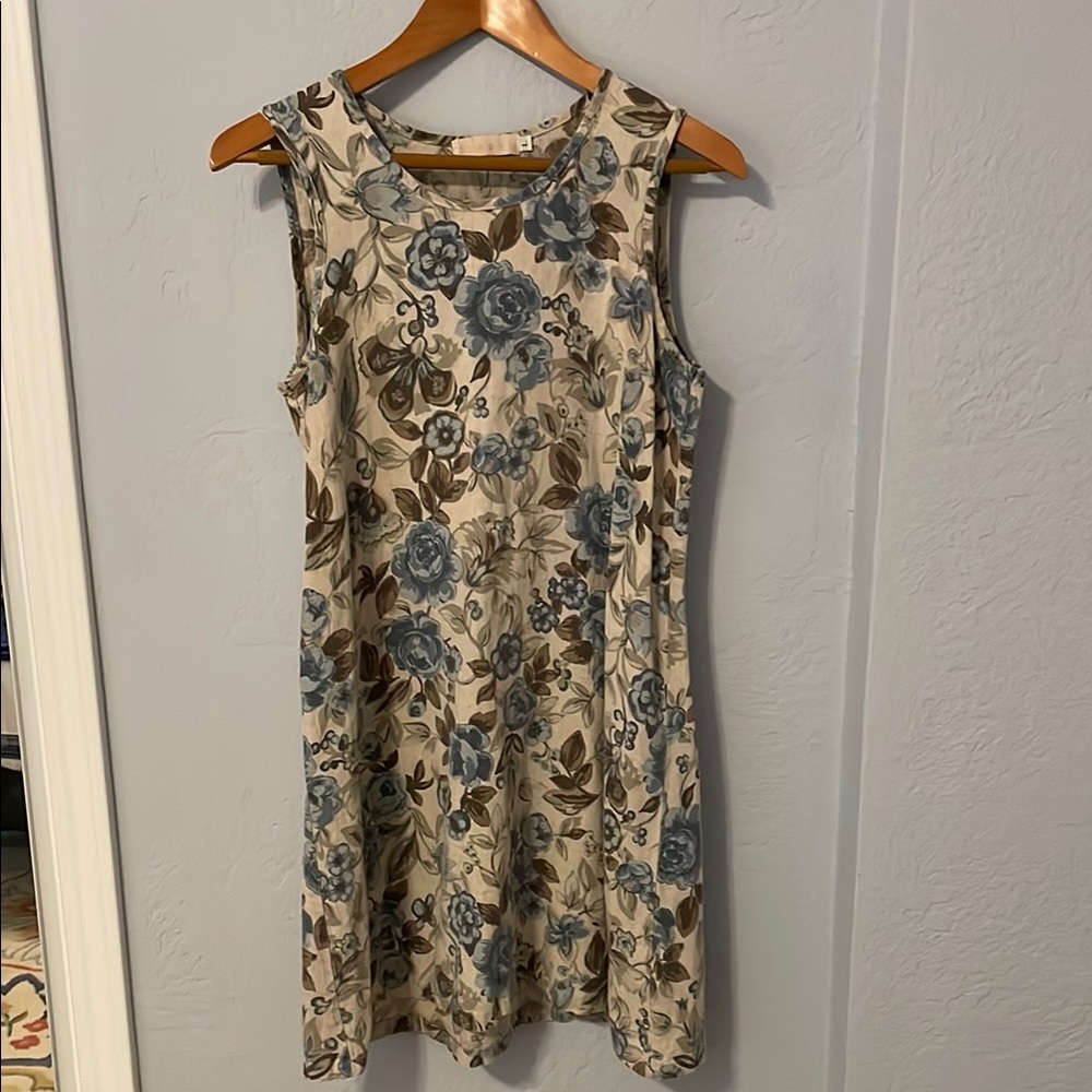 Isabel Marant Cream/Tan/Blue Floral Sleeveless Sundress Size L